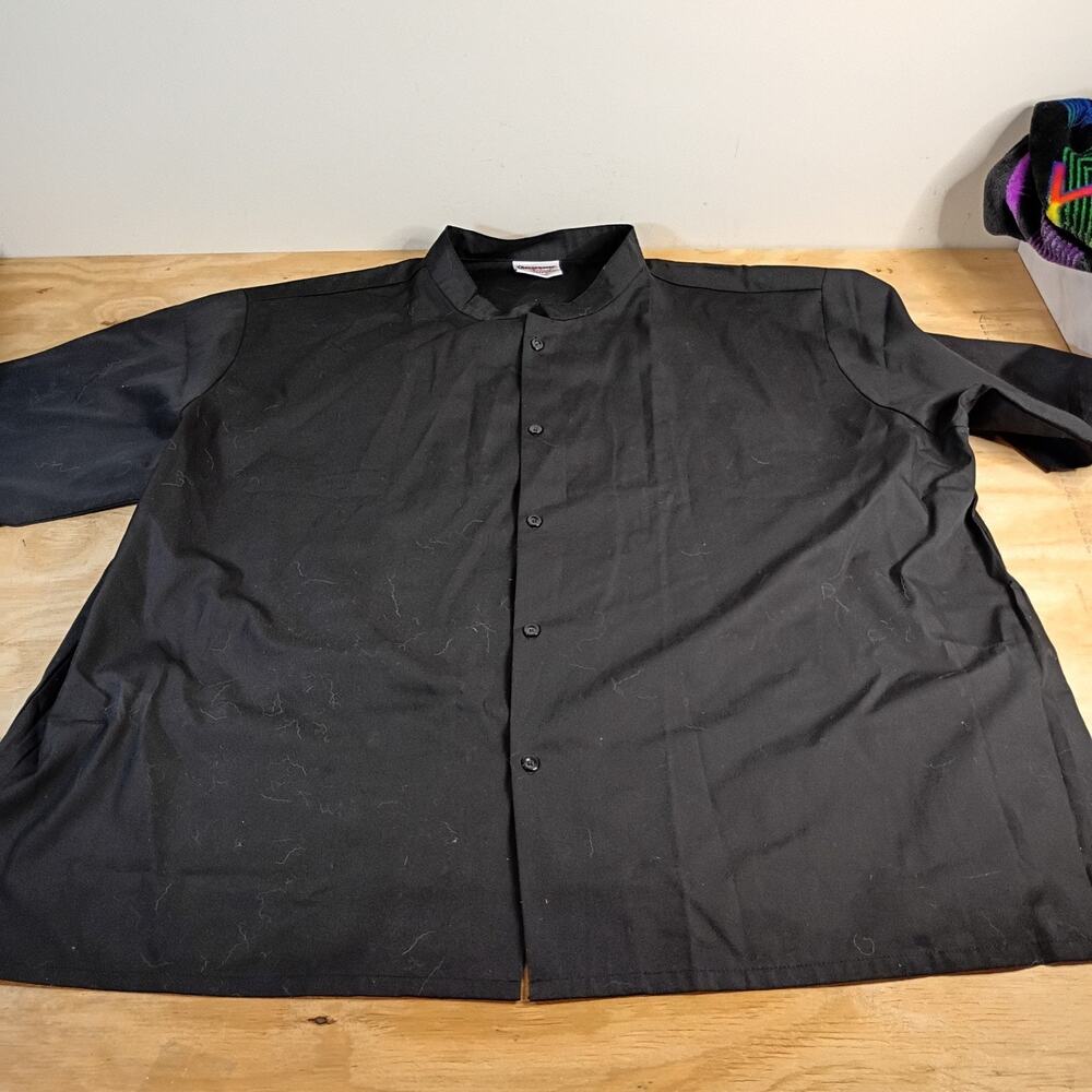 Uncommon Threads Mens 4XL Black Banded Collar Chef Server Work Uniform Shirt